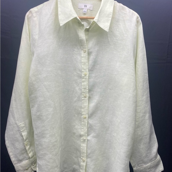 Banana Republic Butter Yellow Linen Button Up Shirt W Lg Tall BEACH CASUAL - Picture 1 of 11